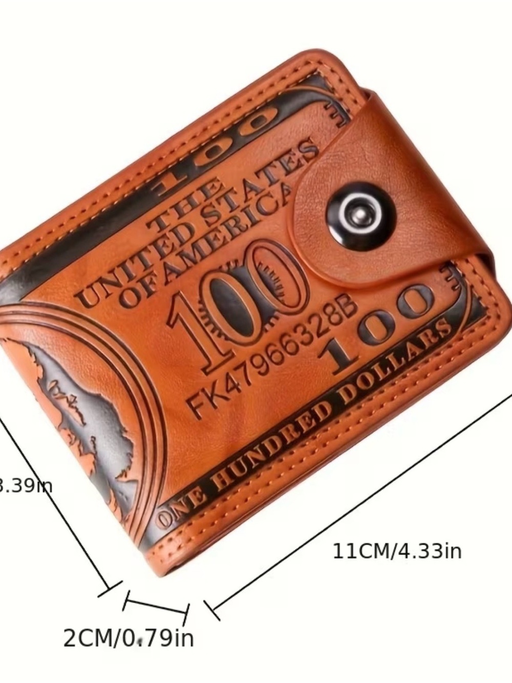 Money Clip Wallet with 100 Dollar Embossed Design like leather